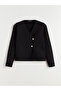 Lcw Vision Black Double-Breasted Collar Women's Knitwear Cardigan - 5