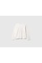 Girl's ecru ribbed long sleeve t-shirt with print front and collar - relaxed fit - 2
