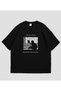 I Do Not Think Therefore I Do Not Exist Printed Black Oversize T-Shirt Unisex 100% Cotton Crew Neck