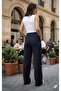 Black Lycra Plazzo Fabric Trousers Velcro Closure Relaxed Fit - 3