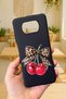 Poco X3 and X3 Pro Compatible Cherry Leopard Bow Pattern Silicone Shock-Absorbing Rubber Case