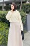 Collar Zippered Crop Knitwear Sweater Ecru