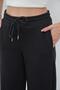 Women's Cotton 3 Thread Non-Fleece Oversize Sweatshirt & Wide Leg Sweatpants Set-Black - 4