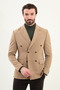 Straight Slim Fit Wide Collar Double Breasted Metal Button Men's Jacket Beige - 41479.25K
