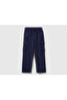 Boy's Navy Blue Logo Detailed Drawstring Stretch Gabardine Cargo Pants