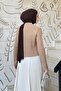 Left Patterned Crop Cardigan Camel - 4