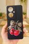 Oppo Reno 11F Compatible Cherry Leopard Bow Patterned Silicone Shock-Absorbing Rubber Case - 2