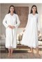 Women's Ecru Design Lace Long Sleeve Cotton Maternity Nightgown Nightdress Set - 3
