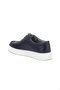 Genuine Leather Men's Casual Shoes Navy Blue Tied Eva Sole - 5