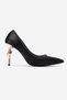 Milos Black Satin Buckle Women's Heeled Shoes - 6