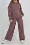 Girl's Wide-Legged Stone-Embellished Double-Faced Fabric Top and Bottom Set 12305