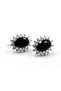 Black Sparkling Earrings with Zircon Stone Detail - Silver Color Anti Allergic Design