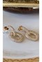 Zircon Plated Rose Steel Earrings - 3