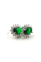 Green Sparkling Earrings with Zircon Stone Detail - Silver Color Anti Allergic Design
