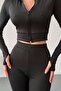Scuba Fabric Bottom Top Zippered Suit - 3