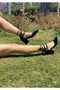 New Drawstring Black Suede Short Heeled Shoes