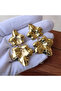 Gold Color Hanging Flower Leaf Figured 316L Steel Earrings 5 cm - 3