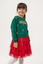 Christmas Outfit with Tulle Skirt for Girls, Top and Bottom Set, Christmas Green - 4