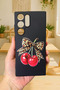 Samsung Galaxy S22 Ultra Compatible Cherry Leopard Bow Patterned Silicone Shock-Absorbing Rubber Case - 2