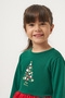 Satin Detailed Pompom Girl's New Year's Dress in New Year Green - 5