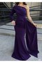 Crepe Glittery Fabric One-Shoulder Detail Tailed Evening Dress 583031 PURPLE - 4
