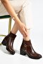 Women's Heeled Boots Casual Brown Throat Elastic Thick Heeled - 2