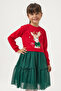 Glittery Tulle Girls' Christmas Dress Red - 4