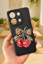 Redmi Note 13 Pro 4g Compatible Cherry Leopard Bow Patterned Silicone Shock-Absorbing Rubber Case