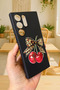 Samsung Galaxy S23 Ultra Compatible Cherry Leopard Bow Patterned Silicone Shock-Absorbing Rubber Case - 3