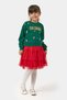 Christmas Outfit with Tulle Skirt for Girls, Top and Bottom Set, Christmas Green - 2