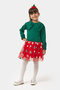 Girl's Christmas Dress with Bow Collar and Crown Gift, Christmas Green - 2