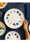 Katy Kit Blue 25 cm Service for 6 People, Breakfast, Catering Plate Premium Porcelain - 4