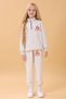Girl's High Collar Zippered Embroidery Detailed Seasonal Tracksuit Set Gray Melange