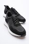 Men's Genuine Leather Suede Sneaker with Parachute Detail Black Zerox