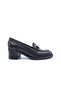 Genuine Leather 5 cm Heeled Black Women's Classic Loafer Shoes - 2