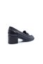 Genuine Leather 5 cm Heeled Black Women's Classic Loafer Shoes - 5