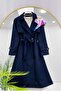 Double Buttoned Long Trench Coat with Windproof
