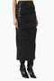 Studded Detailed Black, Genuine Leather Midi Skirt