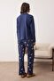Kadın Lacivert %100 Pamuklu Yılbaşı Temalı Gömlek Yaka Örme Pijama Takımı THMAW26PT00172 - 5