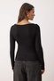 More Sustainable Black Fitted/Bodycon Shirred V-Neck Long Sleeve Stretchy Knitted Blouse Twoaw26Bz00163 - 4