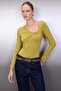 Yağ Yeşil Fitted/Vücuda Oturan Aksesuar Detaylı Çıtçıtlı Esnek Örme Body TWOAW26BD00004
