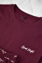 Burgundy Regular Slogan Printed Knitted Long Sleeve Pajama Set Tmnaw26Pt00032 - 3