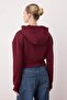 Mürdüm Crop Oversize Örme Hırka/Sweatshirt TWOAW25SW00302 - 4