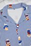Men's Navy Blue Teddy Bear Pattern Couple/Couple Regular Shirt-Pants Pajama Set Tmnaw26Pt00031 - 2