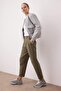 Haki Pilili Beli Lastikli Duble Paça Pantolon TWOAW26PL00125 - 3