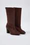 Brown Suede Pointed Toe Women's 7 cm Heeled Boots Takaw26Bo00080