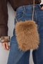 Camel Faux Fur Crossbody Women's Shoulder and Phone Bag Takaw26Oc00067