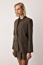 EXCLUSIVE Özel Koleksiyon Vizon Cep Detaylı Ekoseli Oversize Blazer Ceket TWOAW26BC00048 - 4
