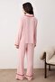 Pembe Şerit Detaylı Viskon Dokuma Pijama Takımı THMAW26PT00144 - 5