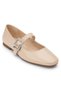 Women'S, Beige Patent Leather Ballet Flats with Stone Buckle, Comfortable Fit, Non-Slip Sole, Stylish and Comfortable to Wear. - 2